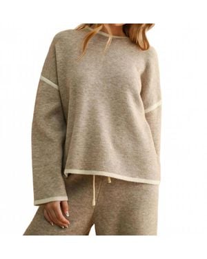 Miou Muse High Neck Long Sleeve Sweater Top - Brown