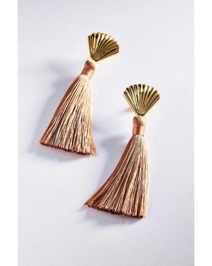 By Anthropologie Shell Tassel Drop Earrings - White