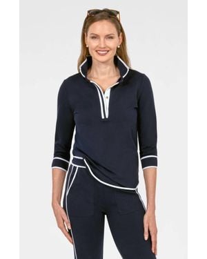 Gretchen Scott Trim It Up Pop Over Top - Blue