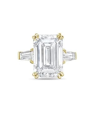 Diana M. Jewels 18Kt Lab Grown Emerald Cut And Baguette Engagement Ring Featuring 2 Ct Center And 0.50 Cts On The Sides - Blue
