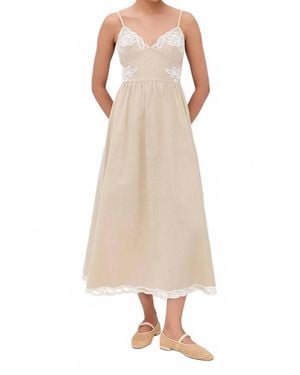 Moon River Embroidered Artwork Maxi Dress - Natural