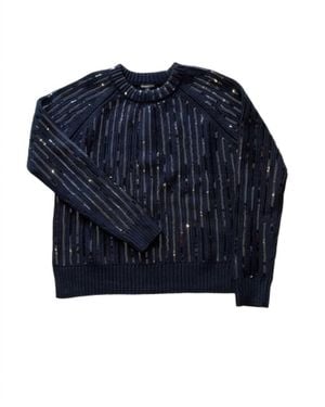 Minnie Rose Sequin Shaker Crew Top - Blue