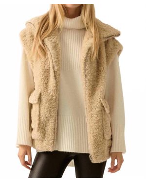 Promesa Solid Faux Fur Zip Up Vest - Natural