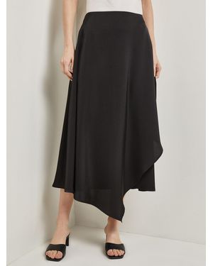 Misook Asymmetrical Charmeuse Maxi Skirt - Black