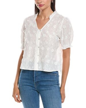Nanette Lepore Applique Floral Embroidered Shirt - White