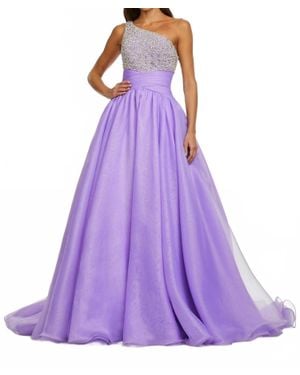 Ashley Lauren One Shoulder Organza Ball Gown - Purple