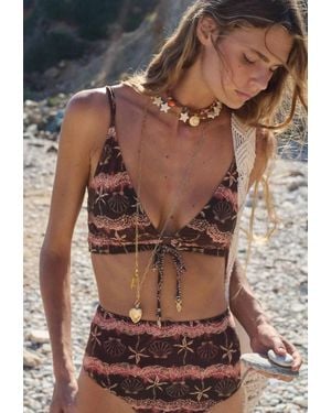Spell Mermaid Cove Long Line Triangle Bikini Top - Brown