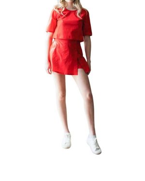 Never A Wallflower Game Day Solid Skort - Red