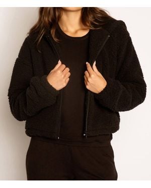 Pj Salvage Let's Get Cozy Hooded Zip-Up Jacket - Black