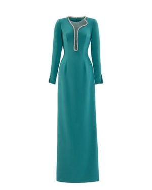Saiid Kobeisy Long Dress With Crystal Embellishment - Green