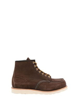 Red Wing Chocolate Classic Moc Muleskinner Suede Ankle Boots - Brown
