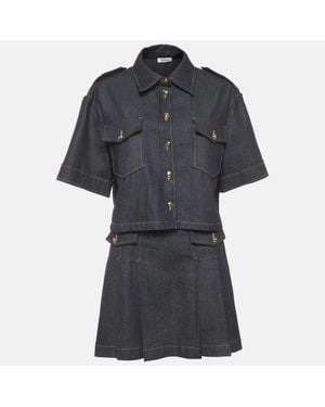 Sandro Denim Cropped Jacket And Mini Skirt Set - Black