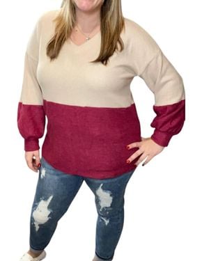 Honeyme Colorblock Fleecy Top - Red