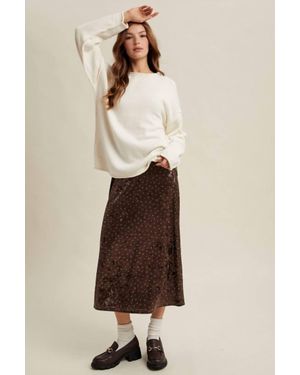 Wishlist Velvet Floral Midi Skirt - Natural