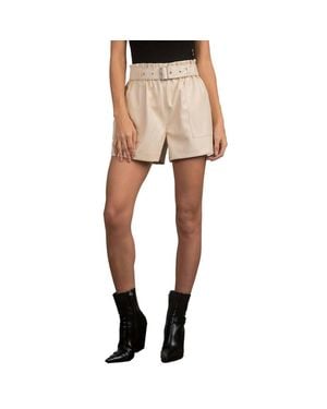 Elan Leather Shorts - Natural