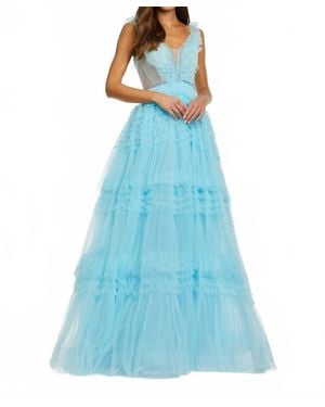Ashley Lauren Tiered Ruffle Ball Gown - Blue