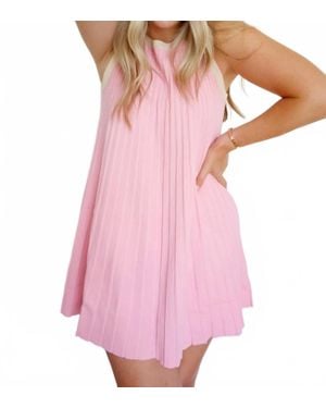 Fate Anna Pleated Knit Sleeveless Dress - Pink