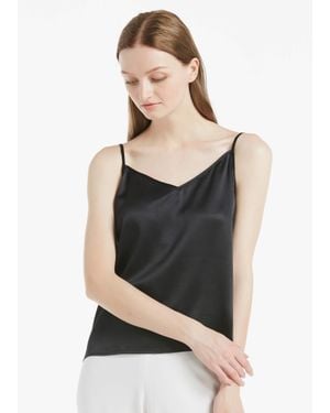 LILYSILK V Neck Front And Back Silk Camisole - Black