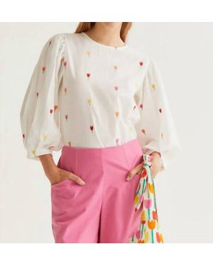 Compañía Fantástica Long Sleeve Embroidered Top - Pink