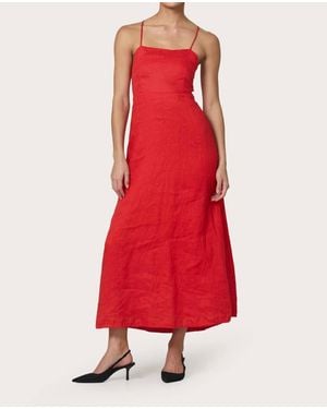 LUSANA Nyla Linen Dress - Red