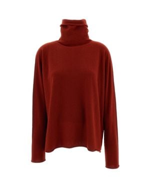Casey Casey Rust Chimney Seamless Cashmere Turtleneck Sweater - Red