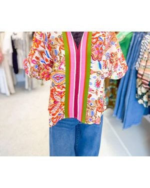 Thml Puff Sleeve Pattern Detail Texture Top - Blue