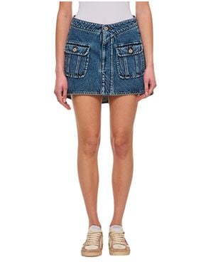 JW Anderson Irregular Hemline Mini Skirt With Front Patch Pockets - Blue