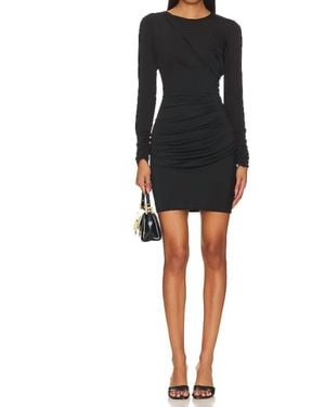 Krisa Ruched Long Sleeve Dress - Black