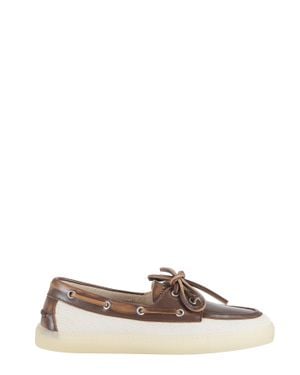 COPENHAGEN Cream Mixed-Materials Leather Loafers - Brown