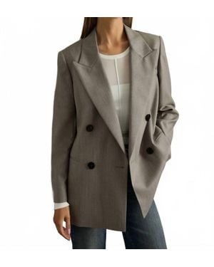 Reiss Darla Wool Oversized Double-Breasted Blazer - Gray