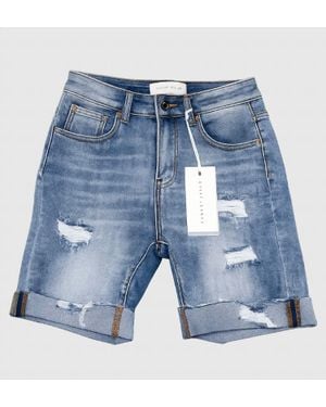 Risen Josey Ray High Rise Distressed Long Shorts - Blue