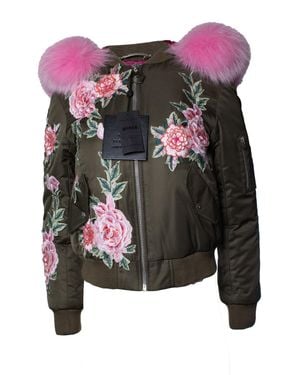 Philipp Plein Hooded Bomber With Floral Embroidery - Multicolor