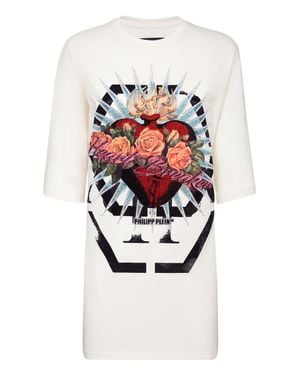 Philipp Plein T-Shirt Dress Heart Breaker - White