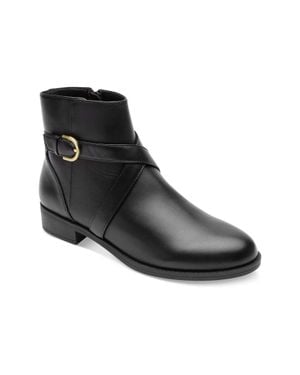 Rockport Vicky Ci9745 Boots Leather Ankle Belt Bootie Htat252 - Black