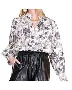 J joy Front Split Buttons Top - Gray