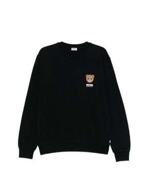 Moschino Casual Sweater With Playful Teddy Bear Graphic - Black