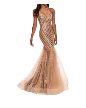Rachel Allan Long Formal Mermaid Dress - Natural