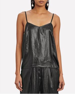 The Range Lucid Satin Camisole Top - Black
