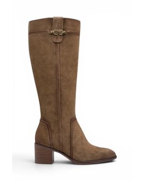 Tamaris Suede Leather Riding Knee-High Heel Long Boots - Brown