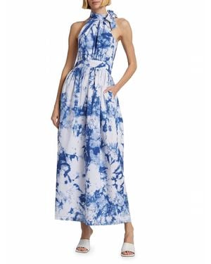 Busayo Folarin Halter Tie-Dyed Maxi Dress - Blue