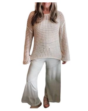 Blu Pepper Seaside Crochet Crew Neck Sweater - Gray