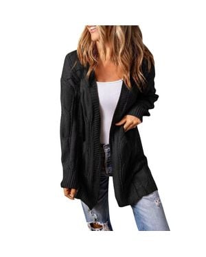 Shiying Cable Knit Cardigan - Black