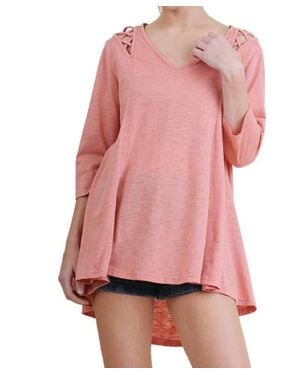 Umgee Criss Cross Cutout Detail Tunic Top - Pink