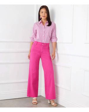 Karen Kane Palesa Full Length Wide Leg Jeans - Pink