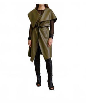 Simply Mila Uneven Sleeveless Coat - Green