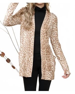 Burgundy Apparel Animal Print Cardigan - Natural