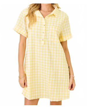 Day + Moon Gingham Shirt Dress - Yellow