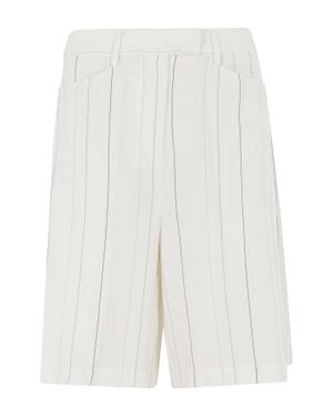 Semicouture Paloma Pinstriped Wool-Blend Viscose Shorts - White