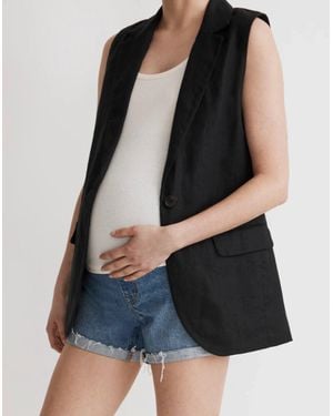 Madewell Over-The-Belly Maternity Shorts Denim Stretch Jdm434 - Black