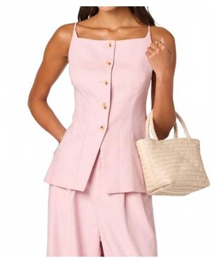 Astr Neha Button-Front Longline Top - Pink